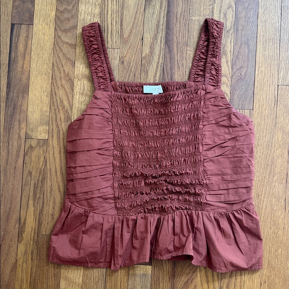 LOFT Rust Orange Fluttery Tank Top - Picture 4 of 5